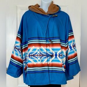 Southwestern Aztec Patterned Blue Jacket 5 XL